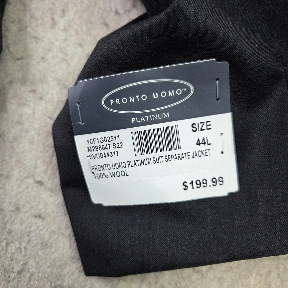Pronto Uomo Platinum Blazer 100% Wool Mens 44 Long Gray 2 Button Double Vent NEW